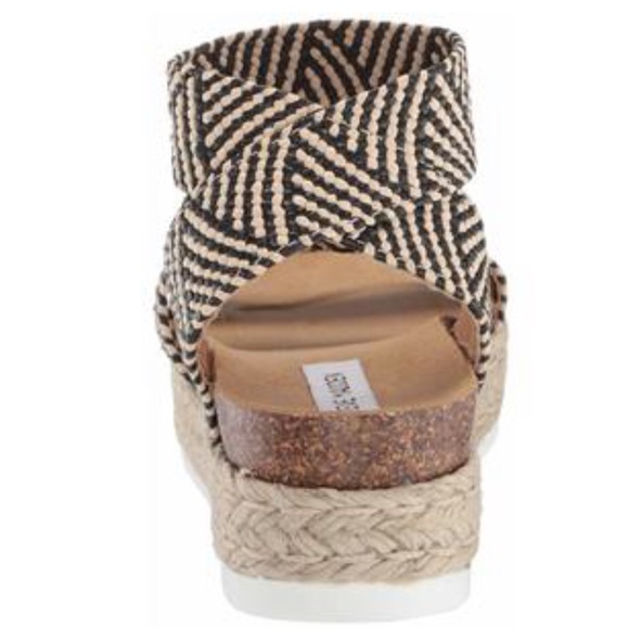 Steve Madden Kimmie Open Toe Casual Espadrille Sandals in tan and black - Picture 3 of 13